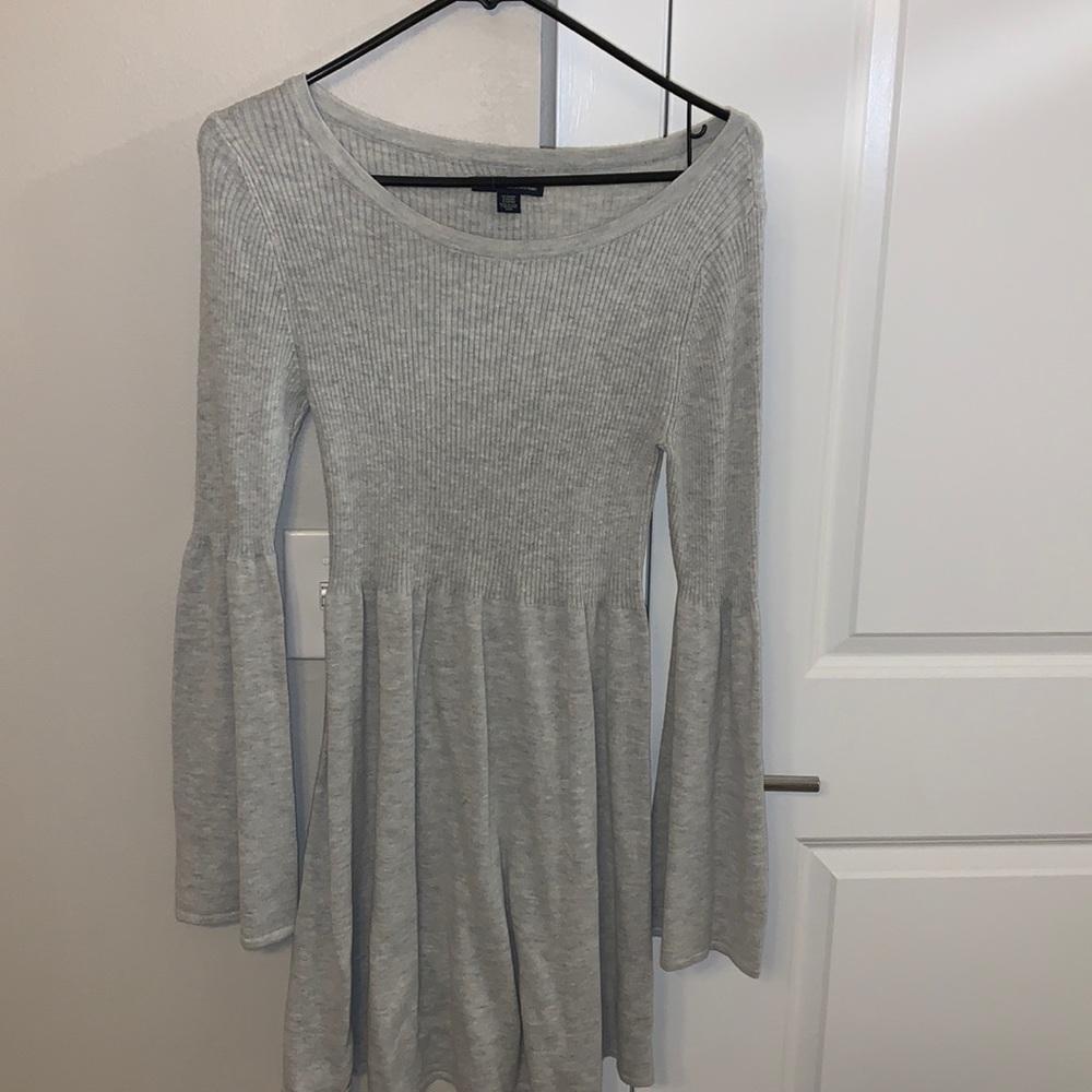 American Eagle Gray Sweater Dress w/ bell sleeves